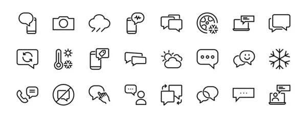 Conjunto Simple Iconos Línea Vectorial Mensaje Contiene Iconos Como Conversación — Vector de stock