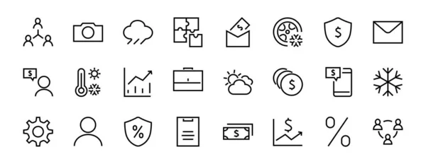 Набор Значков Бизнес Векторных Линий Содержит Пользовательские Символы Долларовые Пиктограммы — стоковый вектор
