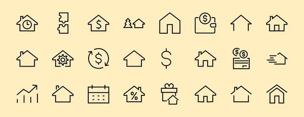Eenvoudige Set Van Lijn Vector Home Iconen Bevat Huis Symbolen — Stockvector