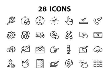 ICON çizgileriyle ilgili basit bir talep seti. Dosya yükleme, belge alma, mesajı okuma, çağrı alma ve daha fazlası gibi simgeleri içerir. Düzenlenebilir Bar. 48x48 Piksel Mükemmel