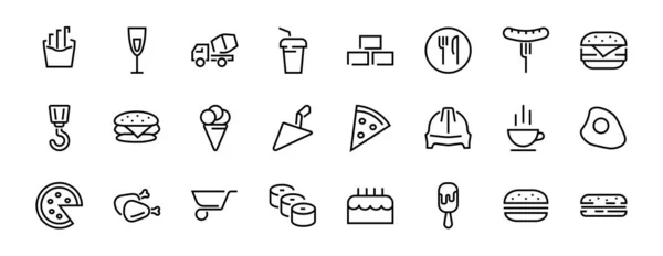 Eine Einfache Reihe Von Fast Food Symbolen Zusammenhang Mit Der — Stockvektor