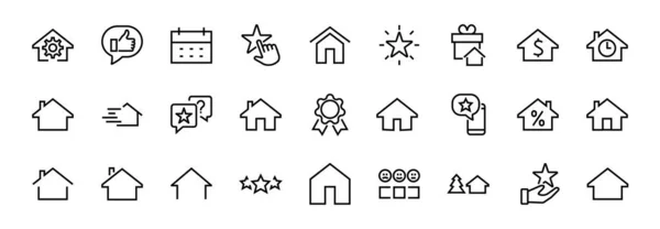 Eenvoudige Set Van Lijn Vector Home Iconen Bevat Huis Symbolen — Stockvector