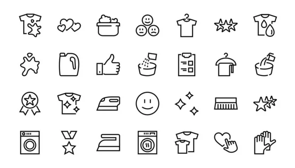 Simple Set Washing Related Vector Line Icons Contains Icons Washing — Stock Vector