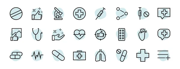 Простой Набор Лекарств Таблетки Связанные Векторные Иконки Содержит Значки Такие — стоковый вектор