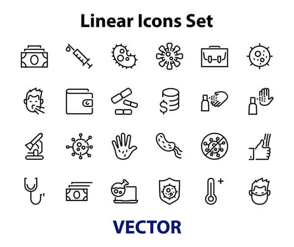 Coronavirus Conjunto Iconos Sobre Tema Del Coronavirus Contiene Iconos Como — Vector de stock