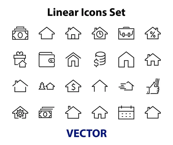 Sencillo Conjunto Iconos Línea Vector Inicio Contiene Símbolos Casa Interés — Vector de stock