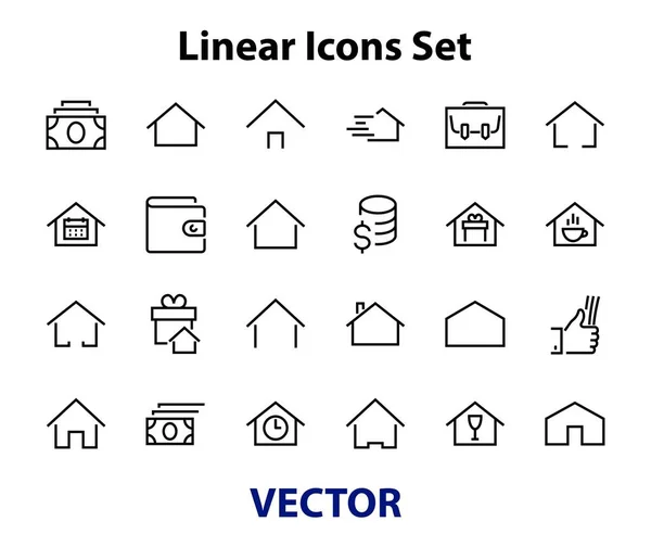 Conjunto Simple Plantillas Iconos Casa Editables Color Contiene Iconos Calendario — Vector de stock