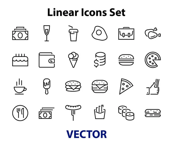Simple Conjunto Iconos Comida Rápida Relacionados Con Línea Vectorial Contiene — Vector de stock