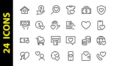 Aşk hakkındaki ikonlar müzik aşkı, aşk ilanı, kalp, favori ev, doğrusal set gibi ikonlar içerir. Beyaz arka planda bir vektör. Düzenlenebilir felç. 480x480