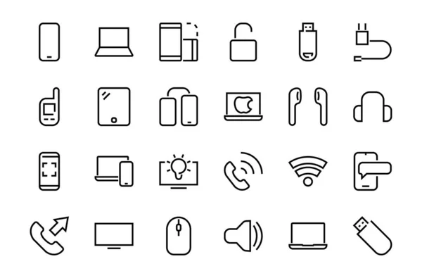 Conjunto Dispositivos Dispositivos Inteligentes Hardware Informático Electrónica Iconos Dispositivos Electrónicos — Archivo Imágenes Vectoriales