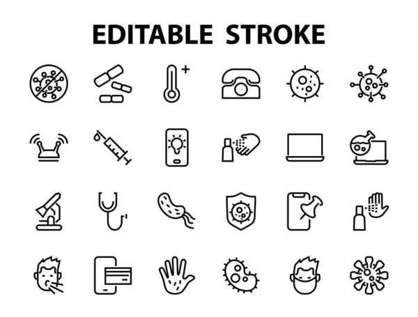 Coronavirus Set Pictogrammen Het Thema Van Het Coronavirus Bevat Pictogrammen — Stockvector