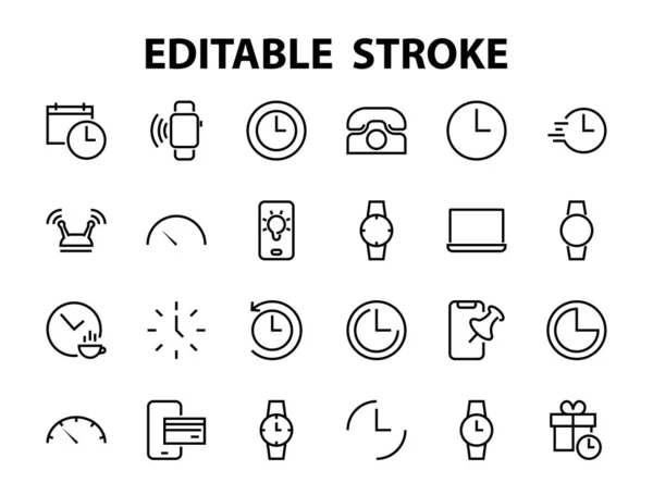 Eenvoudige Set Van Tijd Pictogram Kleur Bewerkbare Template Bevat Pictogrammen — Stockvector