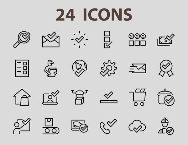 A simple set of claim related vector ICON lines. Contains icons such as file uploaded, received document, read message, receive call and more. Editable Bar. 48x48 Pixel Perfect.
