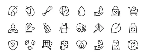Ecology Icon Set Vektorzeilen Enthält Symbole Wie Photosynthese Umweltschutz Umweltfreundliches — Stockvektor