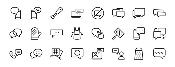Simple Set Message Line Vector Line Icons Contains Icons Conversation — Stock Vector