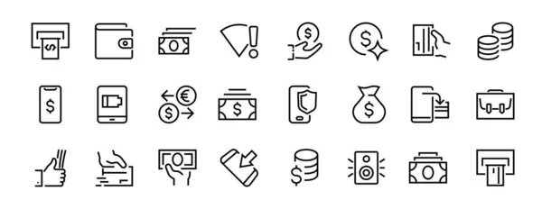Business Finance Thin Line Icon Set Enthält Symbole Wie Münzen — Stockvektor
