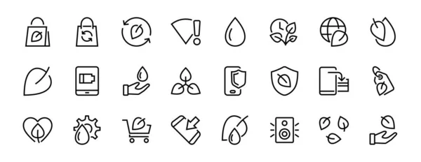 Ecology Icon Set Vektorzeilen Enthält Symbole Wie Photosynthese Umweltschutz Umweltfreundliches — Stockvektor