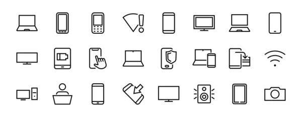 Set Van Slimme Apparaten Gadgets Computerhardware Elektronica Elektronische Apparaatpictogrammen Voor — Stockvector