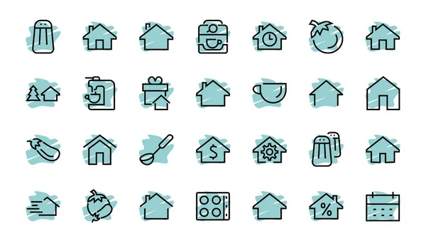 Simple set of line vector home icons. Contains house symbols at interest, infuse house and more. Editable stroke. 480x480 pixels perfect — Stock Vector