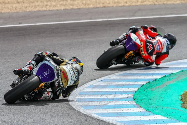 Lukas Tulovic Xavier Cardelus Moto Teste Inverno Jerez Março Espanha — Fotografia de Stock