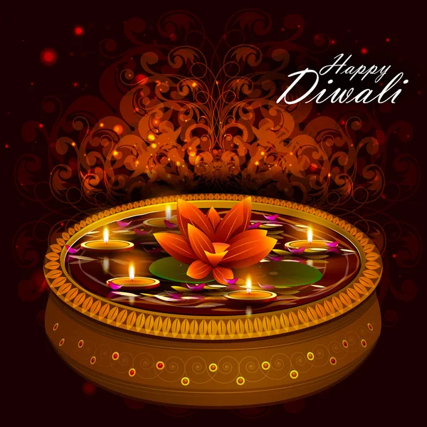 Décoré diya pour fond heureux Diwali — Image vectorielle