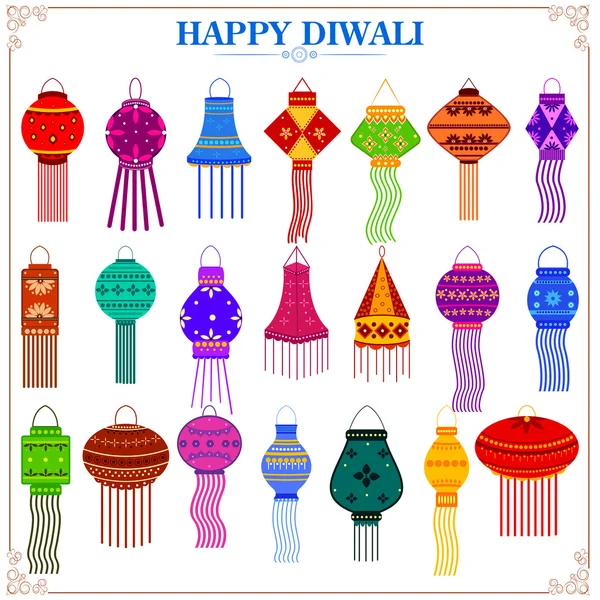 Colorful Kandil for Diwali decoration — Stock Vector