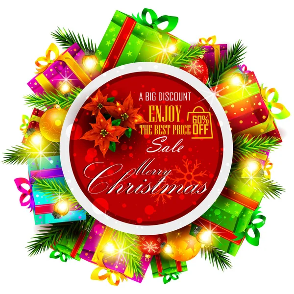 Merry Christmas Sale and Promotion offer banner — Stock Vector