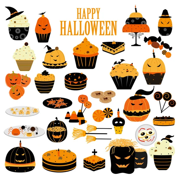 Happy Halloween scary food and sweet — Stock Vector