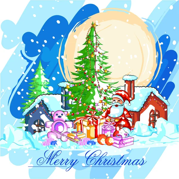 Santa Claus with gift for Merry Christmas holiday — Stock Vector