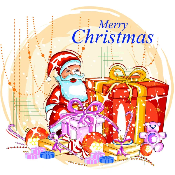 Santa Claus s dárky pro veselé vánoční svátky — Stockový vektor
