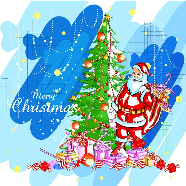 Père Noël avec cadeau pour Joyeux Noël vacances — Image vectorielle
