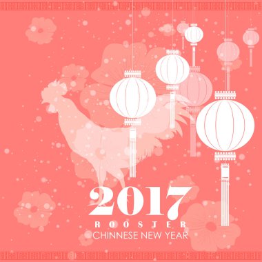 Mutlu Çin horoz yeni yıl arka plan tebrik 2017