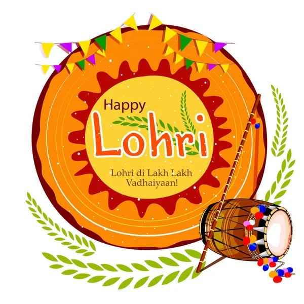 Happy Lohri festival of Punjab India background — Stock Vector