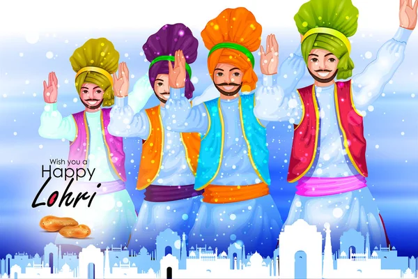 Happy Lohri fesztivál Punjab India háttér — Stock Vector