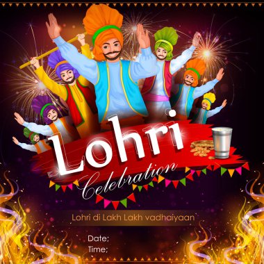 Punjab Hindistan 'daki mutlu Lohri festivali