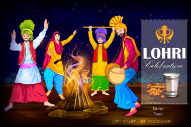 Happy Lohri festival of Punjab India background clipart