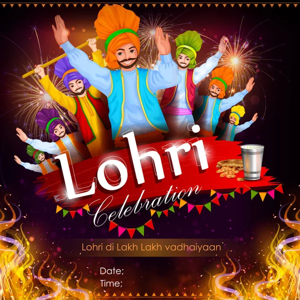 Feliz festival Lohri de Punjab Índia fundo — Vetor de Stock