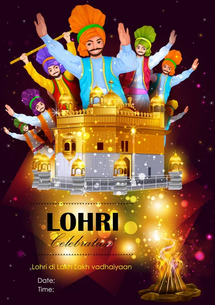 Feliz festival Lohri de Punjab India fondo — Archivo Imágenes Vectoriales