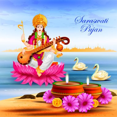 Tanrıça Saraswati Vasant Panchami Puja Hindistan için