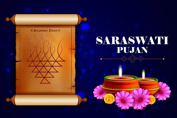 Tanrıça Saraswati Vasant Panchami Puja Hindistan için — Stok Vektör