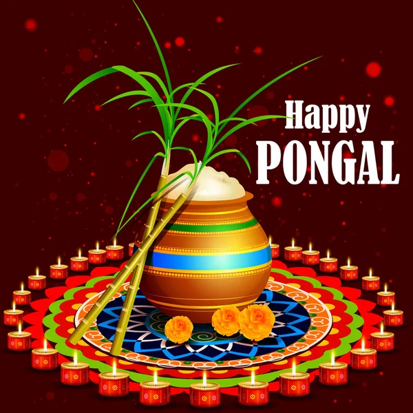 Felice festa di Pongal Tamil Nadu India sfondo — Vettoriale Stock