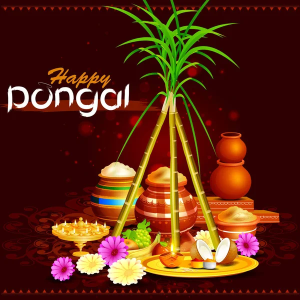 Joyeuse fête de Pongal de fond Tamil Nadu Inde — Image vectorielle