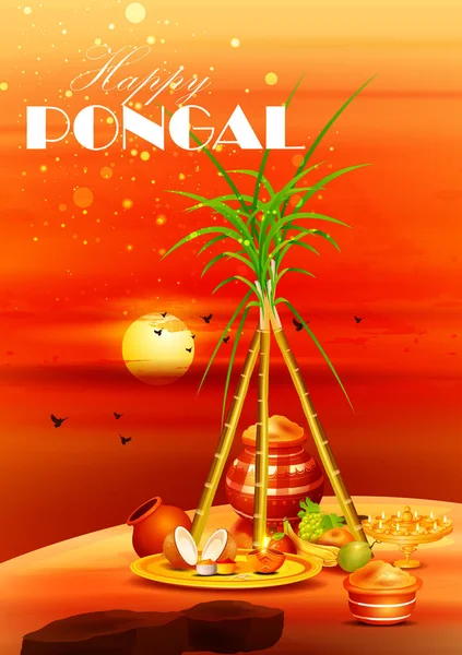 Feliz festival Pongal de Tamil Nadu Índia fundo —  Vetores de Stock