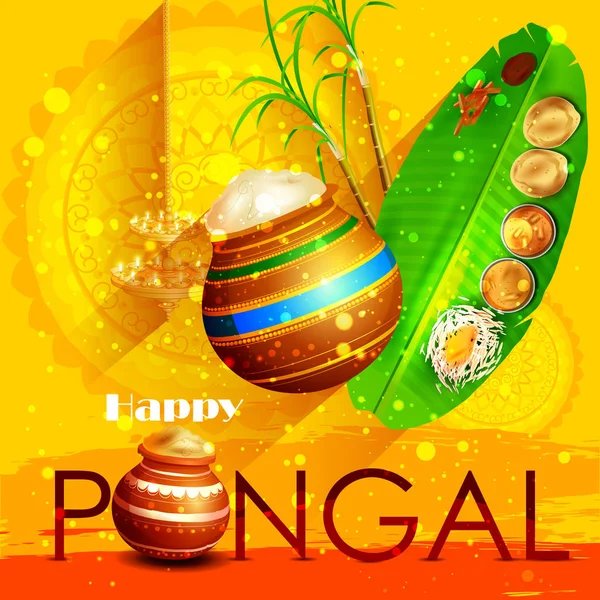 Happy Pongal festival of Tamil Nadu India background — Stock Vector