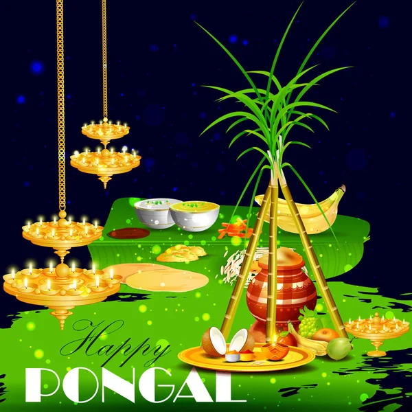 Feliz festival Pongal de Tamil Nadu India fondo — Archivo Imágenes Vectoriales