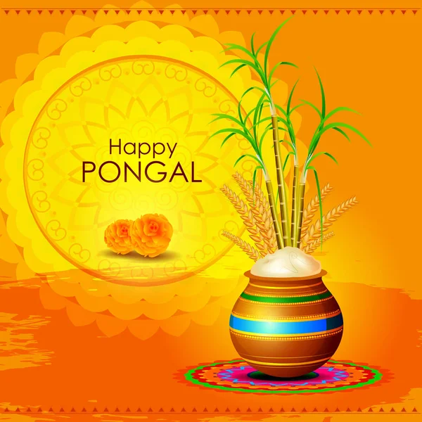 Feliz festival Pongal de Tamil Nadu India fondo — Vector de stock
