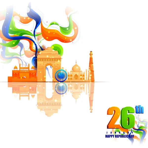 Пам'ятник Індії на фоні святкування Дня Республіки Індії — стоковий вектор