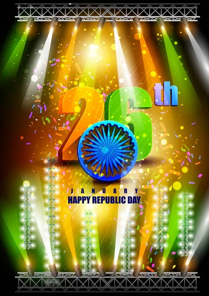 Τρίχρωμος υπόβαθρο για ευτυχισμένη ημέρα Δημοκρατίας της Ινδίας — Διανυσματικό Αρχείο
