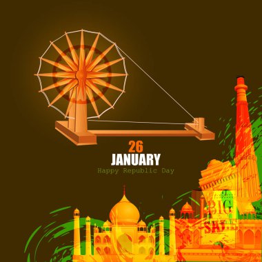 Monument of India on Indian Republic Day celebration background clipart