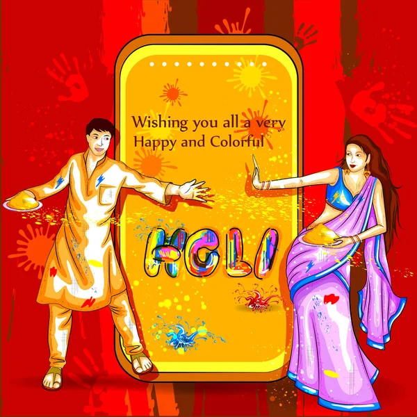 Fondo colorido Happy Hoil para el festival de colores en la India — Vector de stock